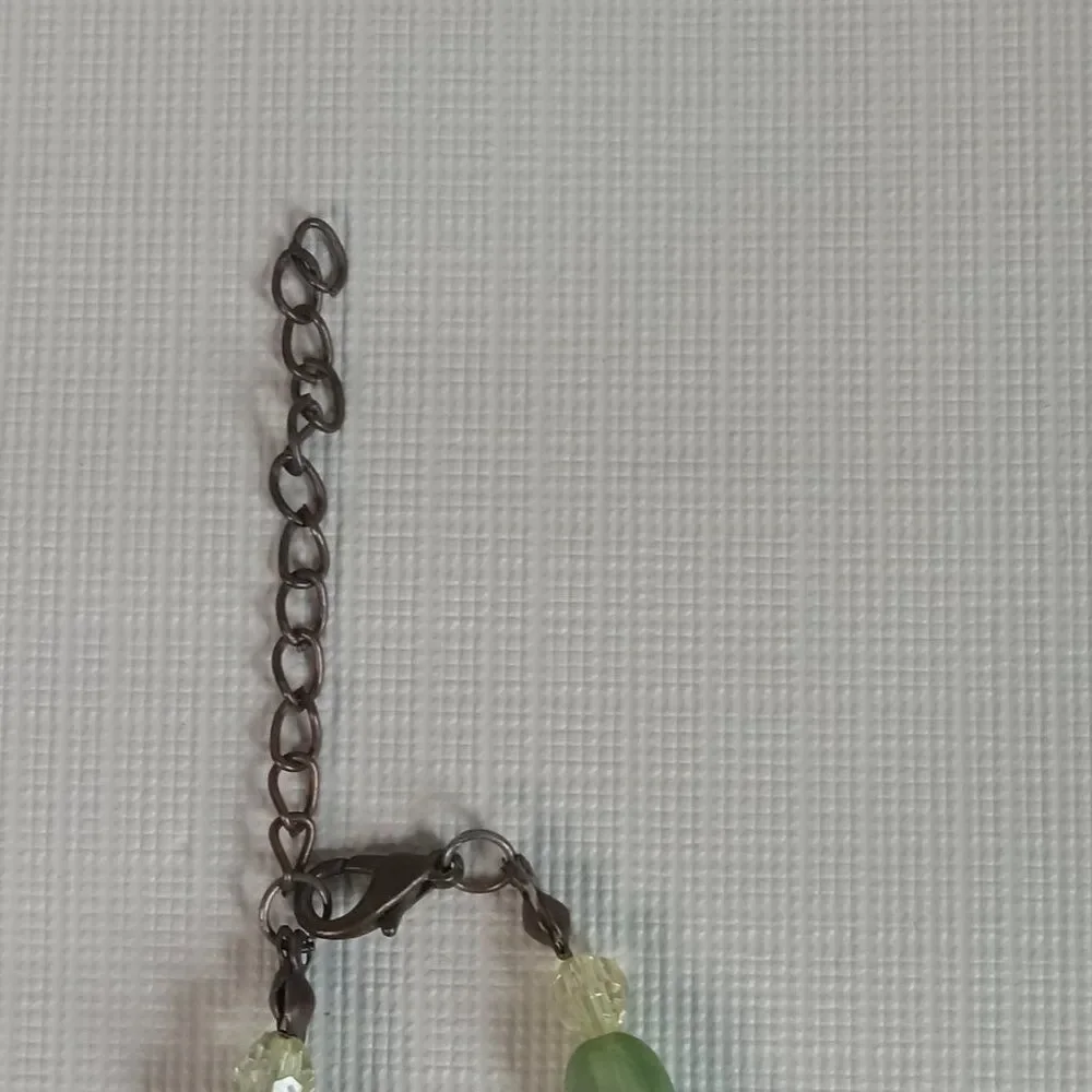 Green and Brown Plastic with Wood Beaded Long Adjustable Single Strand Necklace